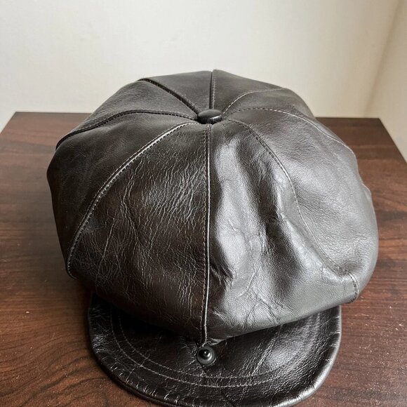 The Real McCoy horsehide Leather Newsboy Cap - Picture 4 of 14